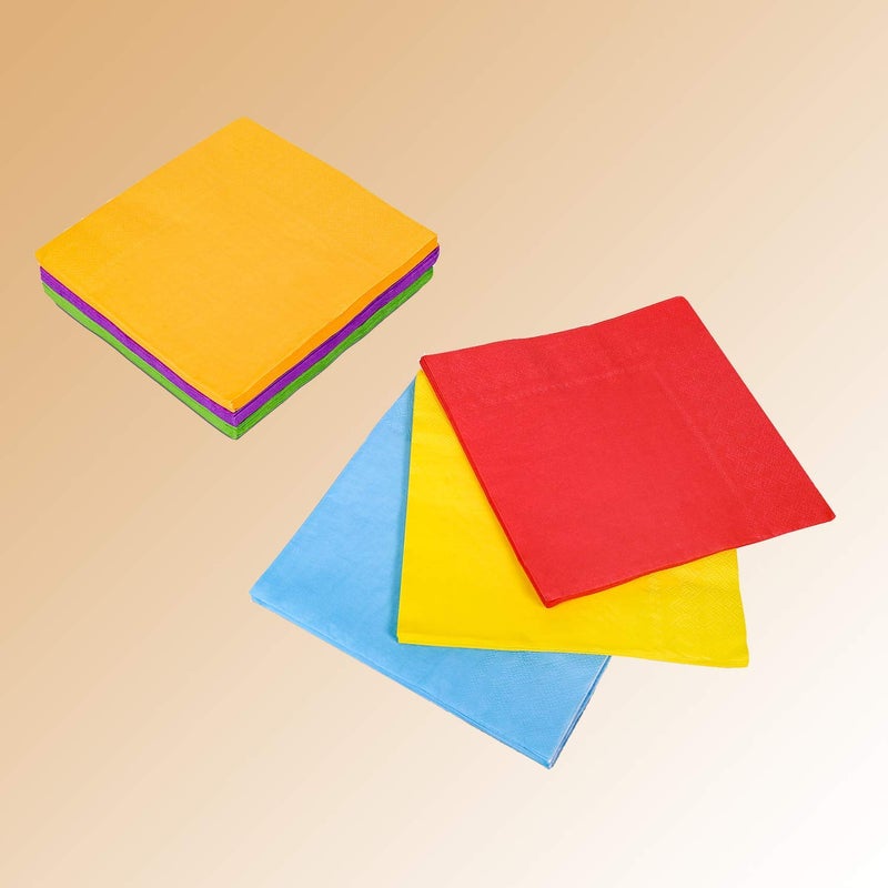 Jagrove Cocktail Napkins, Jagrove 120 Pack 2 Ply Paper Beverage Napkins, Decorative Disposable Colorful Luncheon Dinner Napkins for Party Tableware Decoration, 6 Colors, 5X5 Inches Folded - Image 2